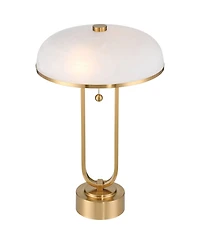 Ramses 25 1/2" High Modern Table Lamp Usb Port Ac Power Outlet Pull Chain Gold Metal Single White Alabaster Dome Shade Living Room Charging Bedroom Be