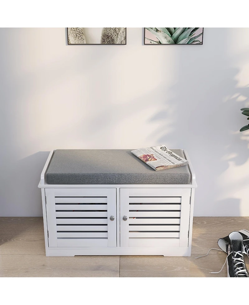 Streamdale Modern Shoe Organizer Bench with Two-Compartment Storage