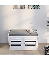 Streamdale Modern Shoe Organizer Bench with Two-Compartment Storage