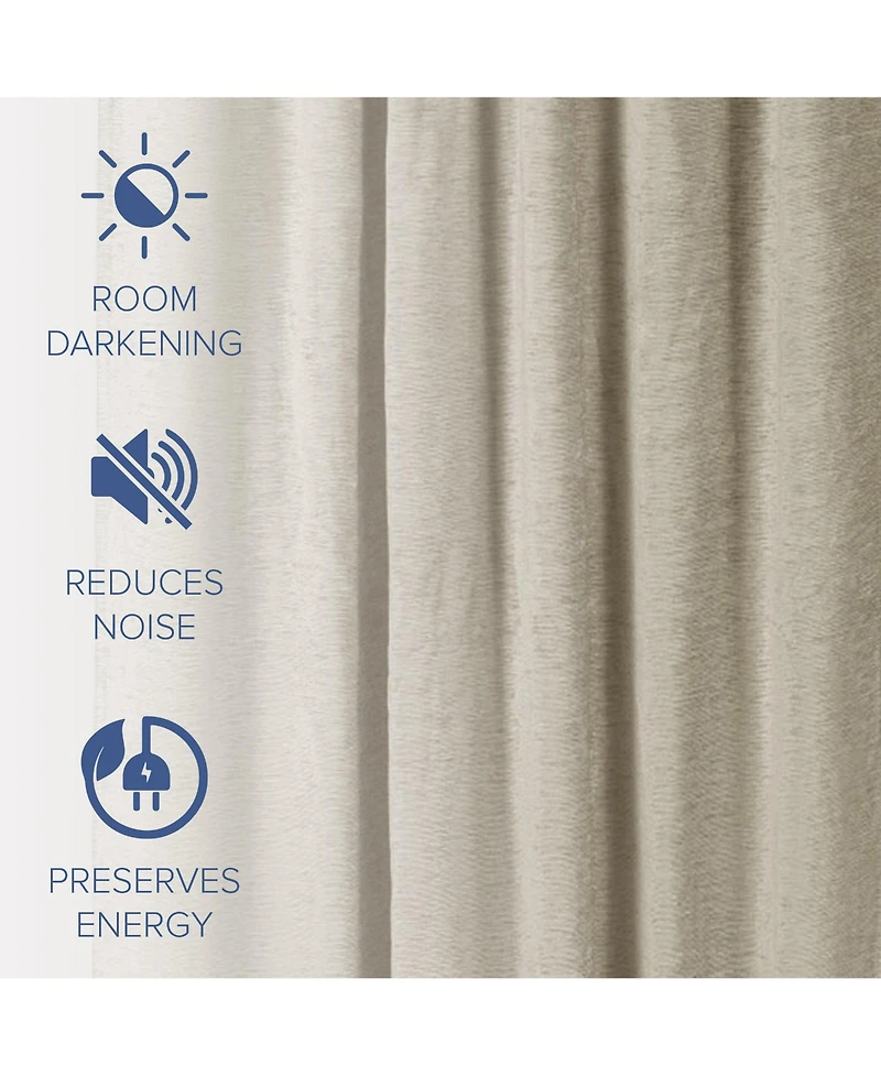 Chenille Solid Room Darkening Back Tab Curtain Panel