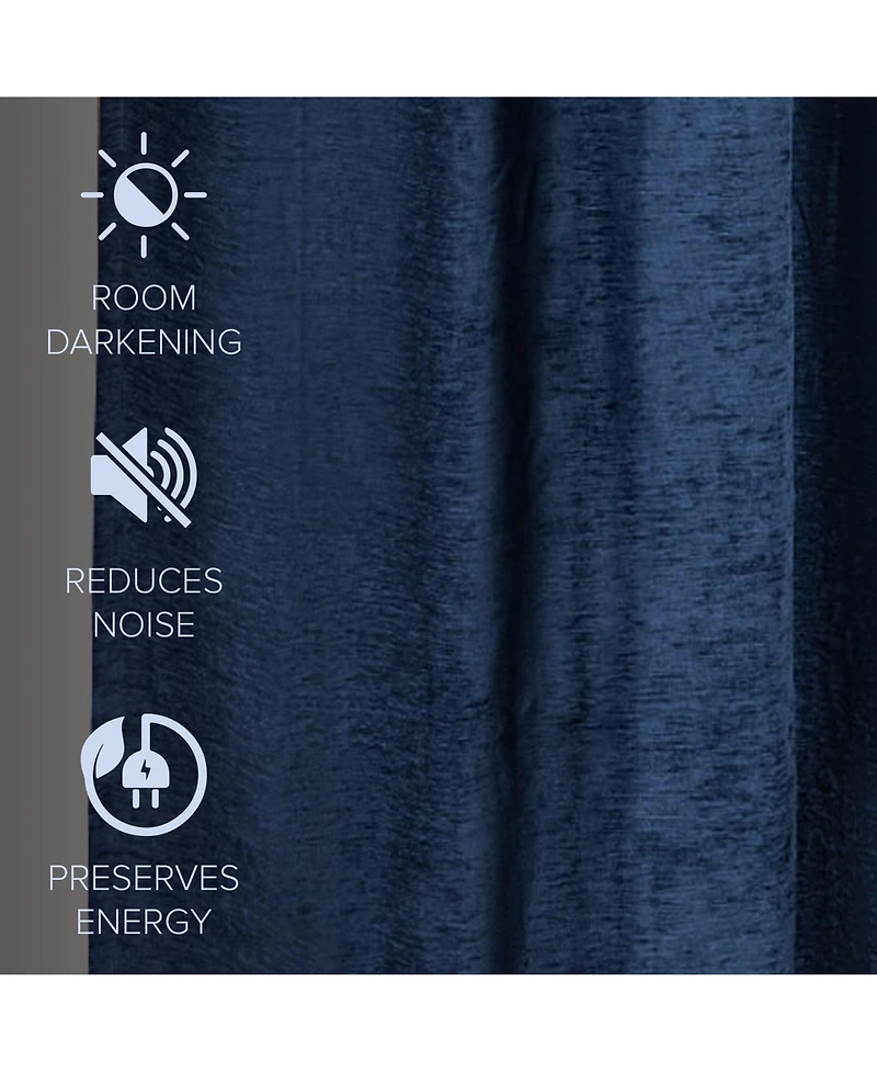 Chenille Solid Room Darkening Back Tab Curtain Panel