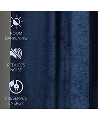 Chenille Solid Room Darkening Back Tab Curtain Panel
