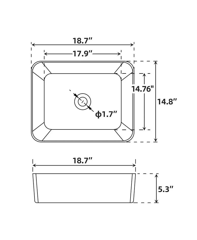 gaomon 22'' x 16''Vessel Sink White Undermount Bathroom Sink Rectangle