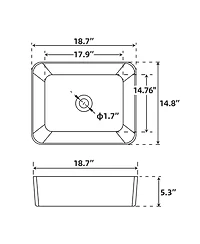 gaomon 22'' x 16''Vessel Sink White Undermount Bathroom Sink Rectangle