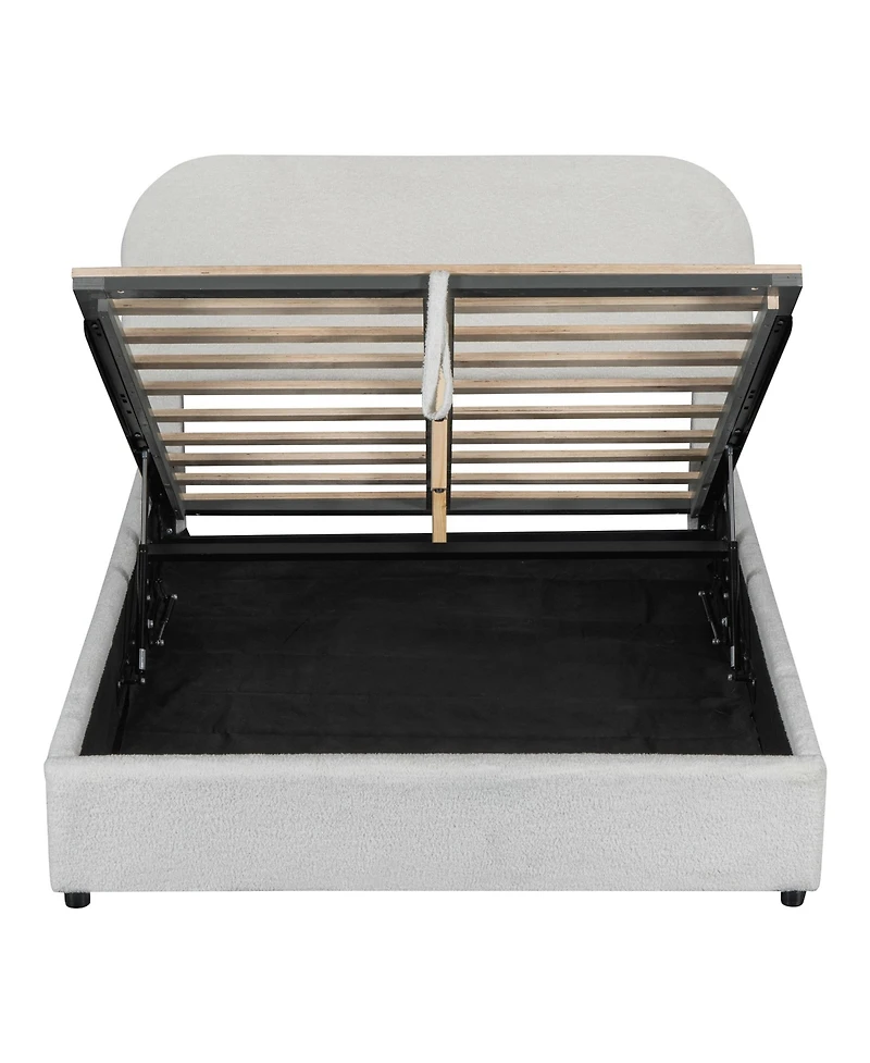 Streamdale Teddy Fleece Platform Bed with Hydraulic Storage