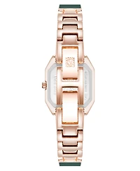 Anne Klein Women's Quartz Premium Crystal Green Enamel and Rose Gold-Tone Alloy Metal Bangle Watch, 23mm
