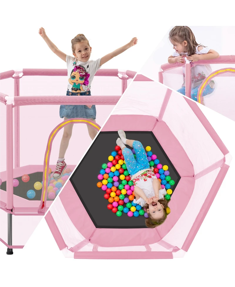 Slickblue 55" Toddlers Trampoline with Safety Enclosure Net & Balls