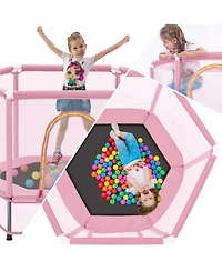 Slickblue 55" Toddlers Trampoline with Safety Enclosure Net & Balls