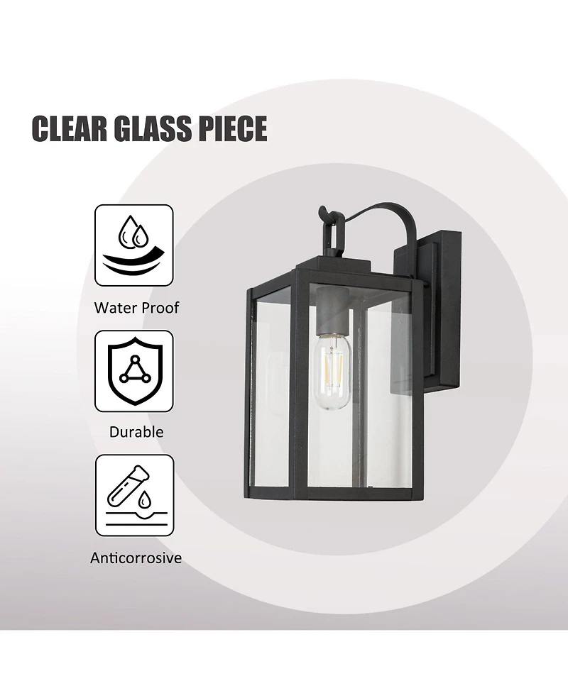 Flynama 1-Light Matte Black Sensing Outdoor Hardwired Wall Sconce with No Included