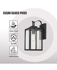 Flynama 1-Light Matte Black Sensing Outdoor Hardwired Wall Sconce with No Included