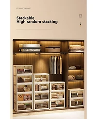 Streamdale Furniture 5-Tier Collapsible Storage Cabinet with Magnetic Door and Wheels