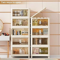 Streamdale Furniture 5-Tier Collapsible Storage Cabinet with Magnetic Door and Wheels