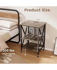 Record Player Stand Vinyl Record Storage Table Holds Up to 121 Vinyl Records