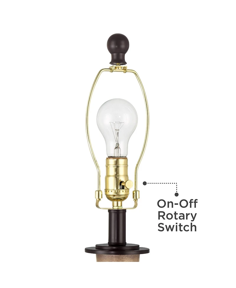 360 Lighting Fernbank 23 1/2" High Small Farmhouse Rustic Accent Table Lamps Set of 2 Usb Port Brown Bronze Finish Metal White Shade Living Room Charg