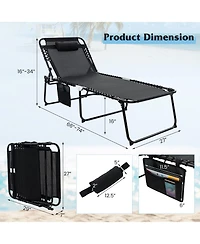 Inolait Sugift 4 Position Folding Lounge Chaise with Adjustable Backrest and Footrest