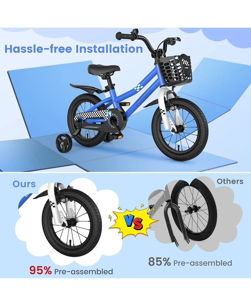 Hongge 14 Inch Kids Bike with 2 Training Wheels for 3-5 Years Old