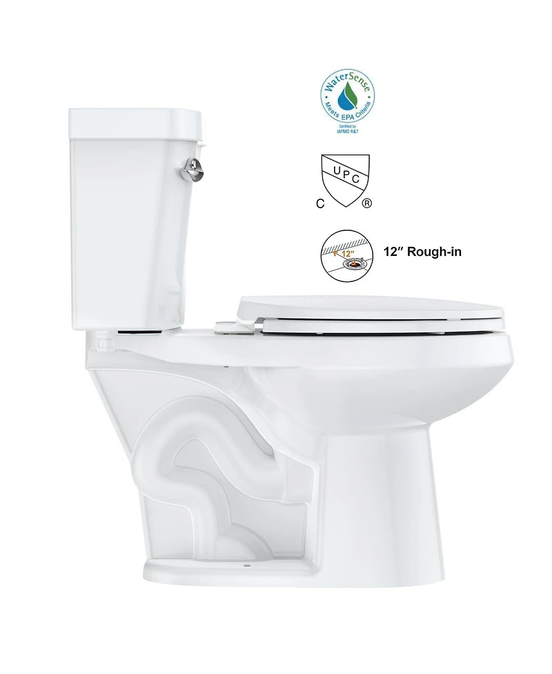 gaomon Two-Piece Elongated 1.28 Gpf Siphonic Flush Toilet with Soft Close Seat, Universal Height Ada Cotton (Toilet Seat Included)