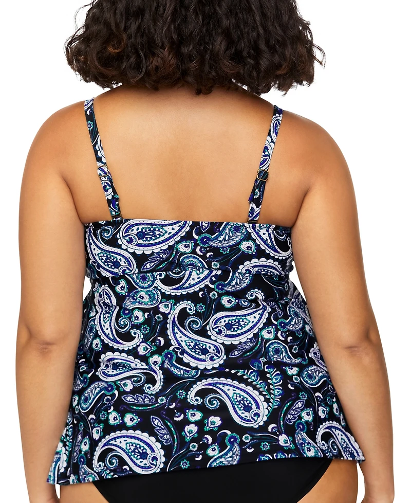 Island Escape Plus Size Printed 3-Tiered Bandini, Exclusively at Macy's