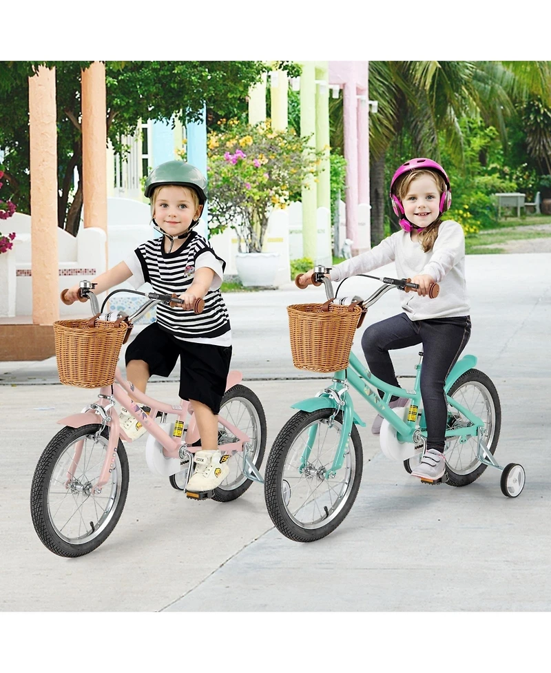 Hongge 16-Inch Kids' Retro Bike with Adjustable Height and Basket for Ages 4-7