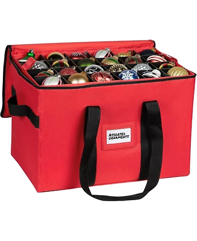 Florida Brands Christmas Storage Box with Adjustable Dividers and 4 Trays - Stores Up to 96 - 3" Ornaments