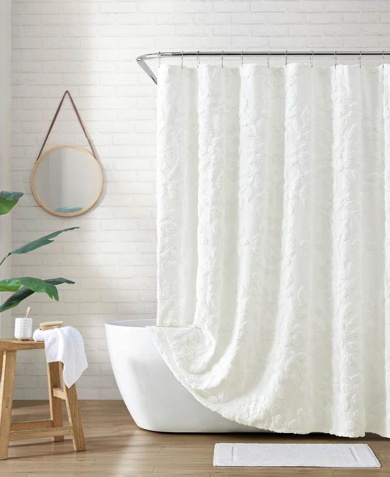 Peri Home Chenille Laurel Cotton Shower Curtain, 72" x