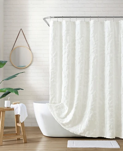 Peri Home Chenille Laurel Cotton Shower Curtain, 72" x
