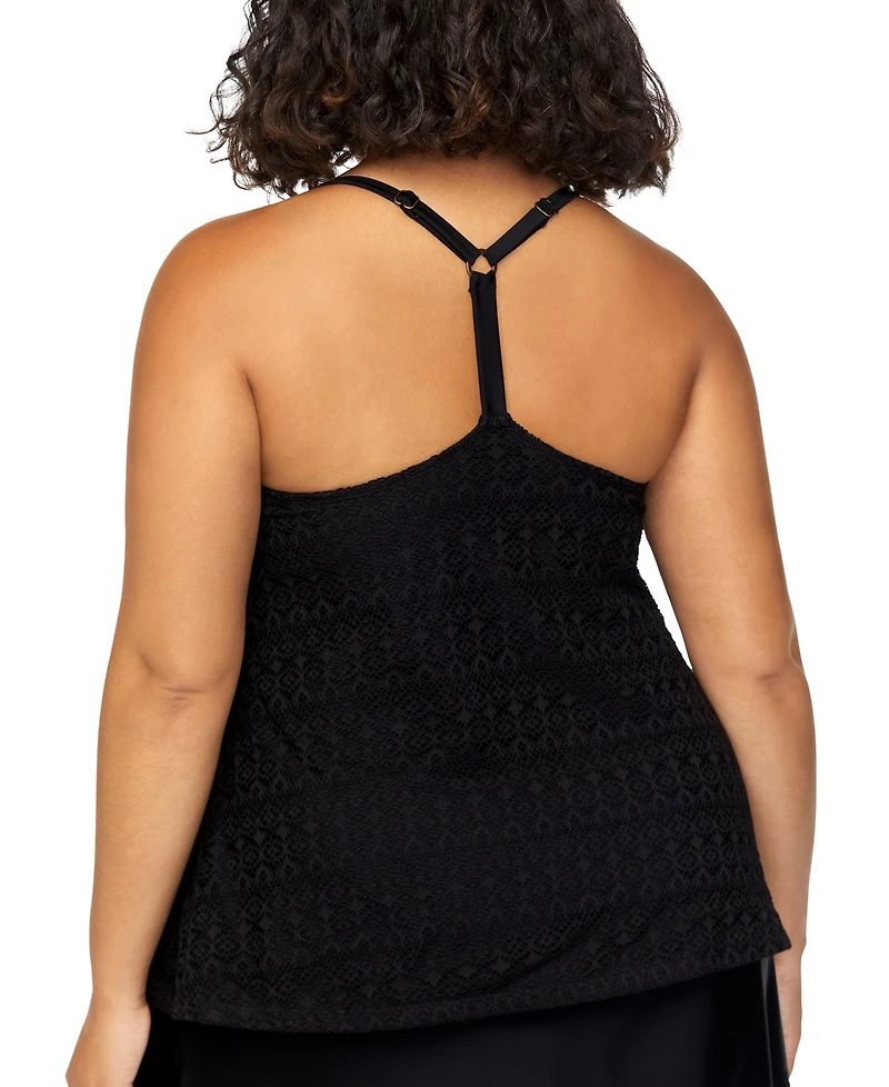 Island Escape Plus Size Crochet Racer-Back Tankini, Exclusively at Macy's