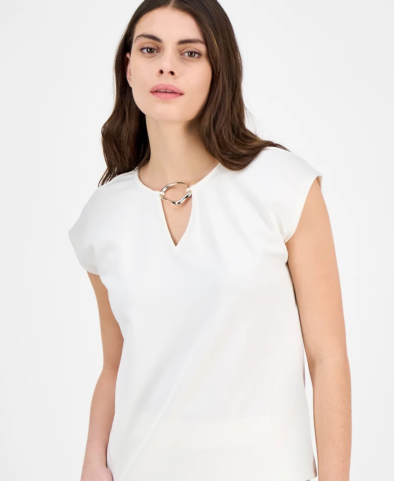 Anne Klein Women's Embellished Keyhole Top