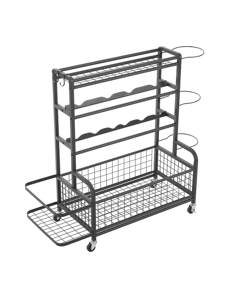 Streamdale 4-Tier Metal Sports Gear Organizer with Rolling Wheels