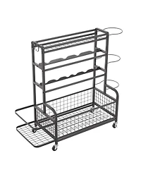 Streamdale 4-Tier Metal Sports Gear Organizer with Rolling Wheels