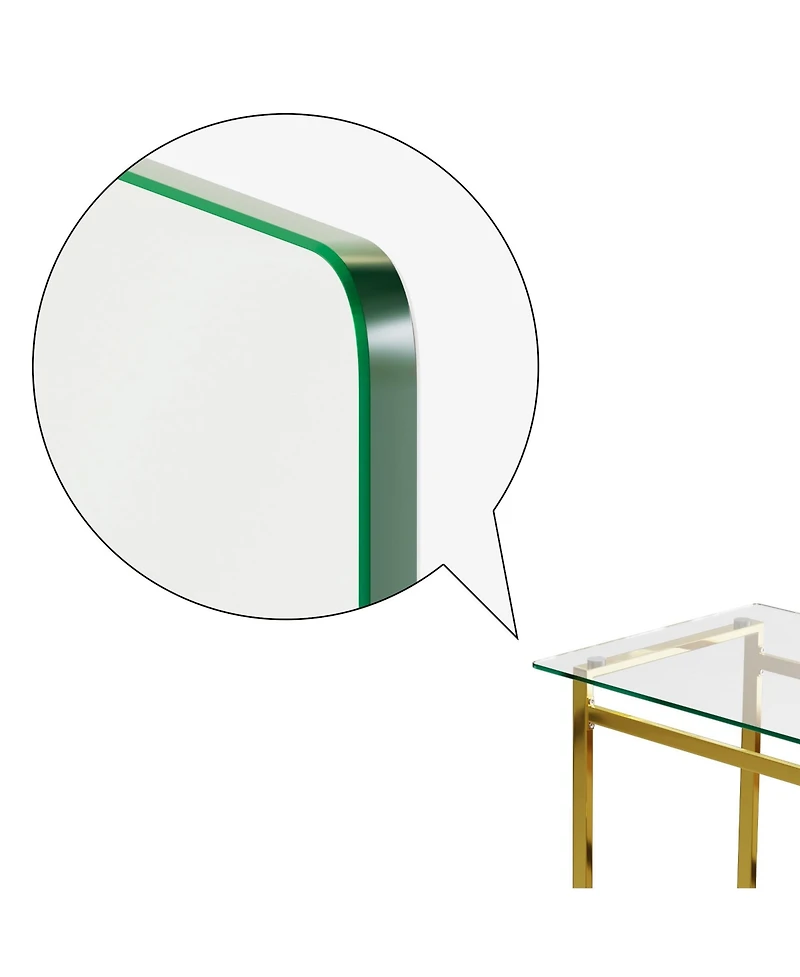 Streamdale Rectangular Glass Dining Table With Golden Chrome Legs