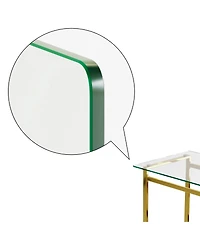 Streamdale Rectangular Glass Dining Table With Golden Chrome Legs