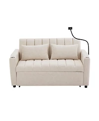 Streamdale Convertible Sofa Bed Loveseat with Usb Ports, Storage, and Phone Holder