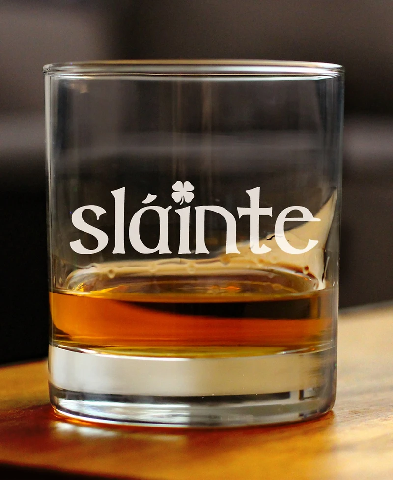 Bevvee Slainte Irish Cheers Whiskey Rocks Glass