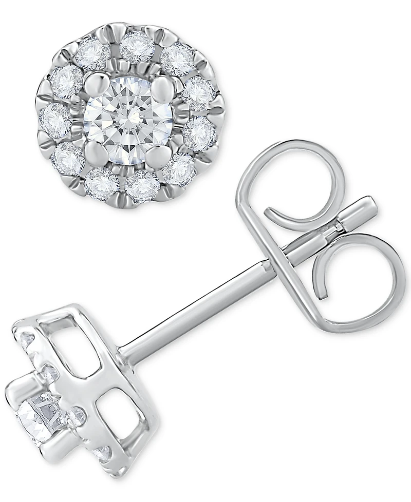 Diamond Round Halo Stud Earrings (1/3 ct. t.w.) 14k White Gold or