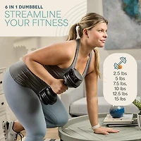 LifePro 15Lbs Adjustable Dumbbells - 6-in-1, Compact, Quick Adjust for Full Body Home Gym Fitness