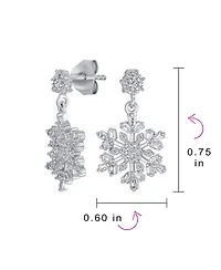 Bling Jewelry Holiday Party Flower Christmas Frozen Winter Cubic Zirconia Cz Large Snowflake Dangle Stud Earrings Sterling Silver