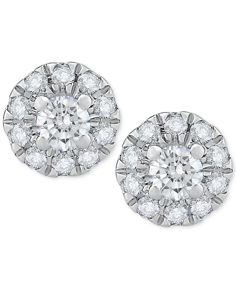 Diamond Round Halo Stud Earrings 14k White Gold (1 ct. t.w.)