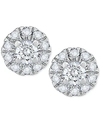 Diamond Round Halo Stud Earrings 14k White Gold (1 ct. t.w.)