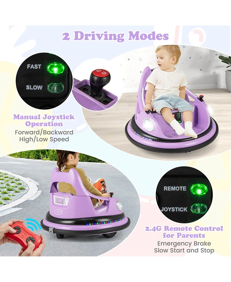 12V Kids Electric Ride On Bumper Car Battery Powered Bumper Car with Remote Control