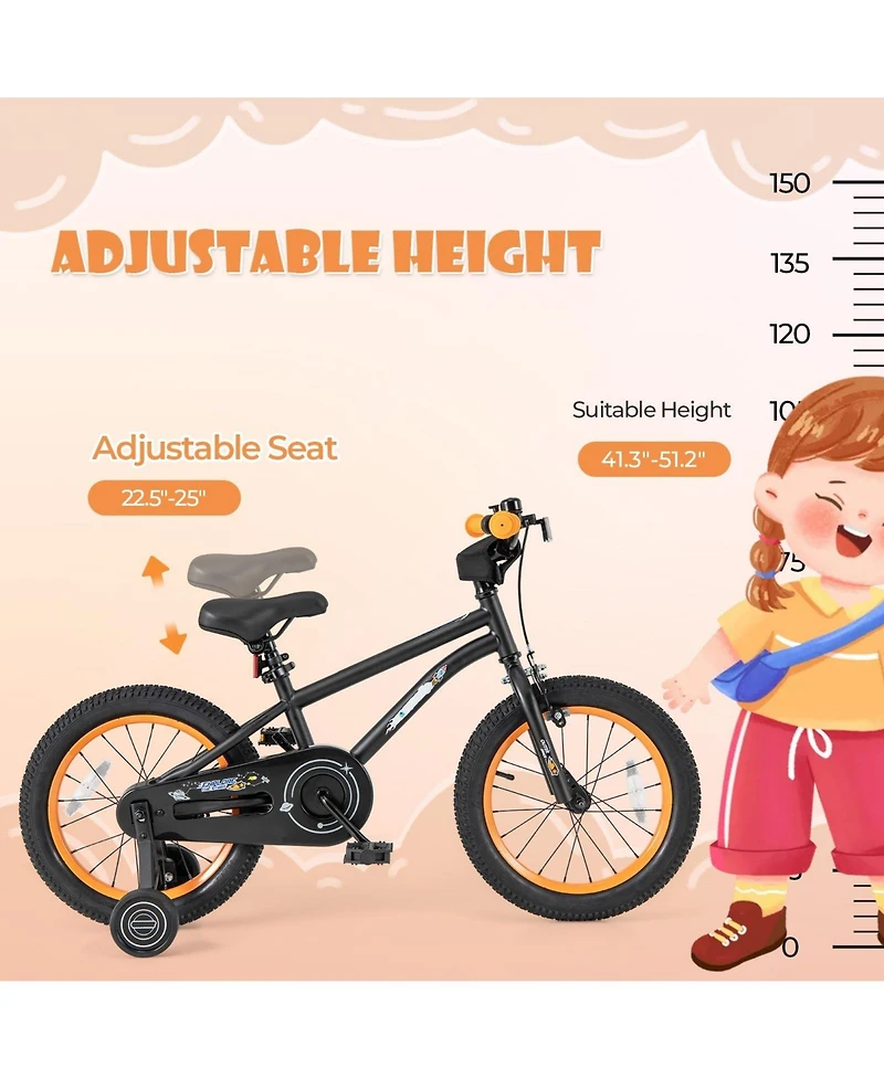 Hongge 16-Inch Kids' Sport Bike with Adjustable Seat and Reflectors for Ages 4-7