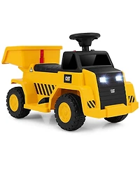 Costway Ride on Dump Truck with One-Button Start Horn Adjustable Dump Bed Treaded Wheels