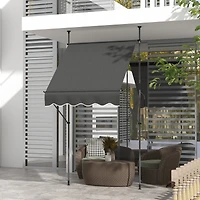 Outsunny 5' x 4' Retractable Awning, Non-Screw, Dark