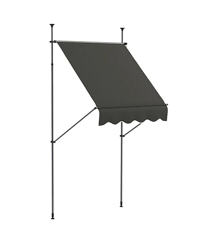 Outsunny 5' x 4' Retractable Awning, Non-Screw, Dark