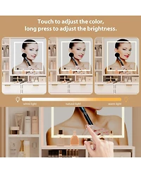 gaomon Makeup Vanity Desk with Mirror and Lights, Vanity Table with 5 Drawers