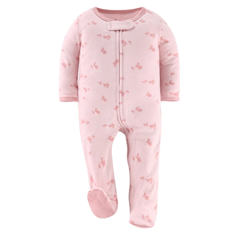 The Peanutshell Baby Girls Pink Balletcore Footed Sleepers for Girls, 3 Pack