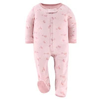 The Peanutshell Baby Girls Pink Balletcore Footed Sleepers for Girls, 3 Pack