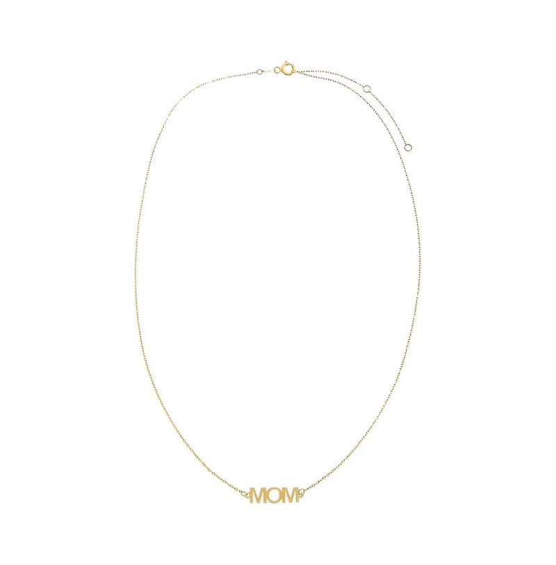 Solid Mom Nameplate Necklace 14K