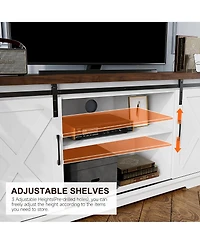 gaomon Farmhouse Tv Stand for 65 Inch Tv, Entertainment Center with Storage and Sliding Barn Doors(White