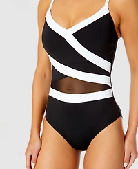 Anne Cole Women's Mesh-Inset One-Piece Swimsuit